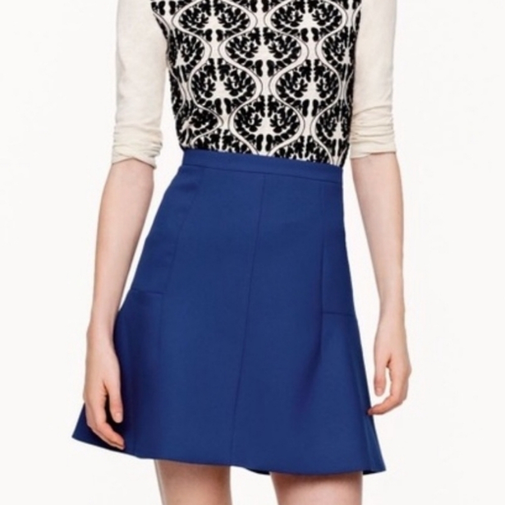 J. Crew Blue Fluted Stretch Double Crepe Mini Skirt - Size 0